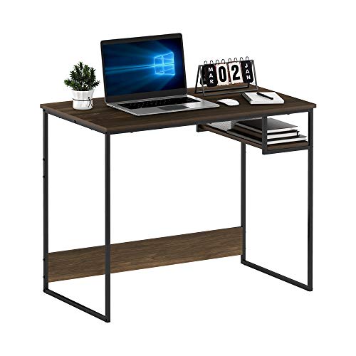 FURINNO Moretti Lifestyle Study Desk, 35 Inches, Columbia Walnut | with Lower Shelf, Open Frame, Rectangular, Gaming Desk, for Computer, Writing, for Home Office, Study Room, Dorm - color: Columbia Walnut, size: 35 inches
