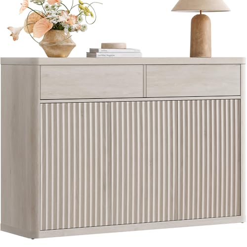 SICOTAS Buffet Cabinet with Storage - Storage Cabinet with Doors & Shelves | Accent Credenza Buffet Table with 2 Drawer Buffets & Sideboards for Living Room Dining Room Kitchen Entryway Office - color: White Alder, size: 1 Piece