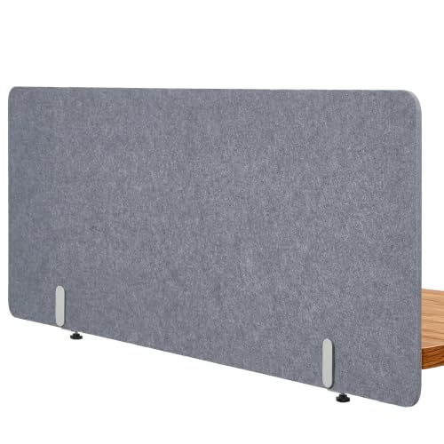 Desk Privacy Panel, Gray Clamp-On Divider for Office & Home | No-Drill Clamp Mount,Under Desk,Polyester,Cable Routing Clearance,Pin-Friendly Felt Surface,48" x 18"