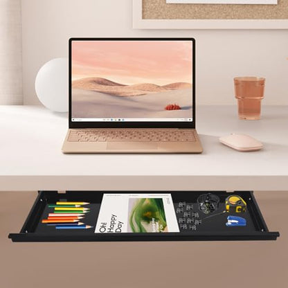 Under Desk Drawer, Sliding Pull-Out Keyboard Tray Organizer for Standing Desks，Pull-out Drawer for Mouse, Books, iPad, Office Supplies (Black)