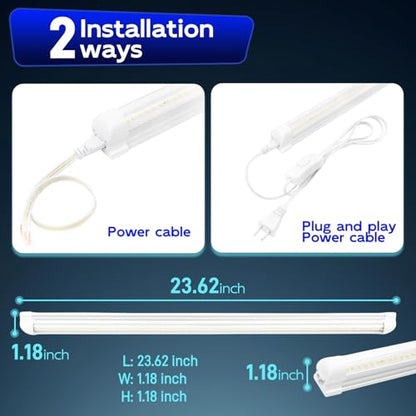 hykolity T8 LED Shop Lights 2FT, 6500K Super Bright White, 30W, 3500LM | V Shape Integrated LED Tube Light, High Output Linkable Shop Lights for Garage Workshop, Built-In On/Off Switch, 4 Pack - size: 2FT