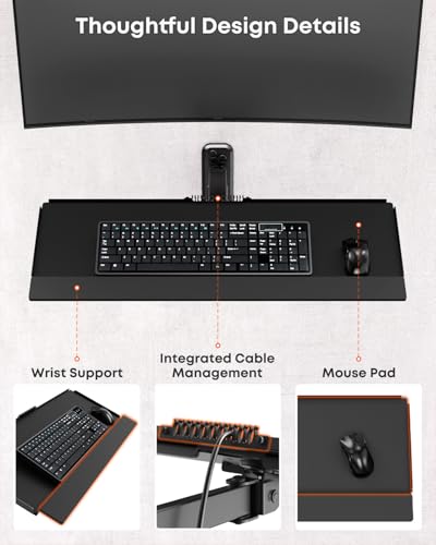 Compact Wall Mount Keyboard Tray, 26 Inch Keyboard and Mouse Wall Mount - size: Short arm