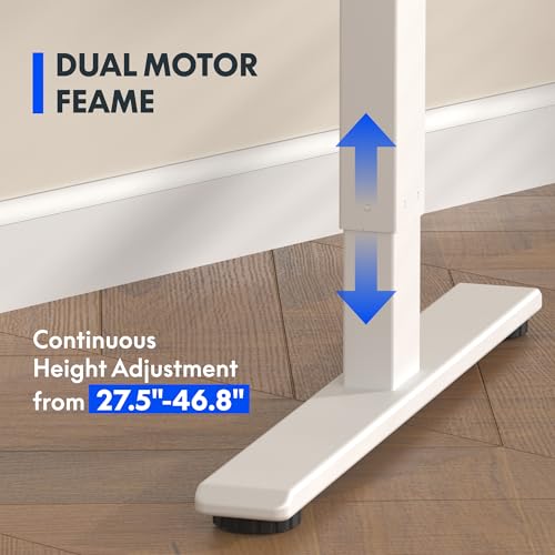 FLEXISPOT E3 Dual Motor Electric Standing Desk 48 x 30 Sit Stand Up Desk, Holds 220 lbs, Adjustable Height w/Memory Presets, One-Piece Brown Wood Grain Desktop & White Frame, Ships in 2 Boxes - color: White Frame + Brown Wood Grain Top, size: 48"x30" Whol