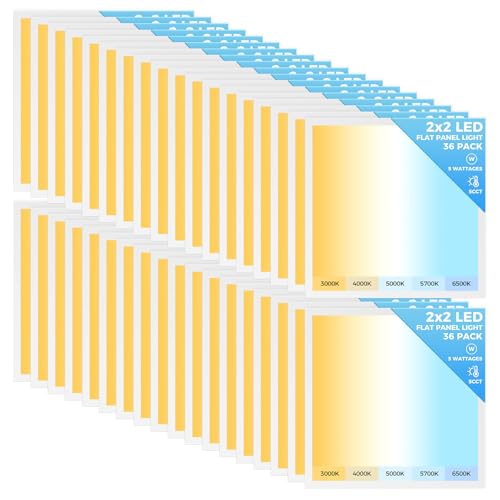 AIKVSXER 36 Pack 2x2 LED Flat Panel Light, Recessed Drop Ceiling Light Kitchen Lighting Fixtures,Bright 6500LM,0-10V Dimmable,Switchable 3000K/4000K/5000K/5700K/6500K, 30W/35W/40W/45W/50W - size: 2x2-36p