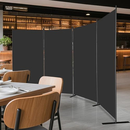MAYOLIAH 4 Panels Folding Room Divider 6ft Tall Freestanding Privacy Screen - color: Black, size: 34"-4 Panel-Flat Base