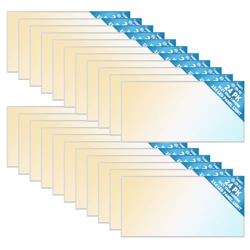 2x4 LED Flat Panel Light 24-Pack, Drop Ceiling Fixture, 5 Wattage Selectable (30W/40W/50W/60W/72W), 5 CCT (3000K-6500K), 0-10V Dimmable, ETL Listed/DLC for Office & Kitchen - size: 2x4 24Pack