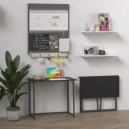 4NM 31.5" Small Folding Desk, Foldable Computer Home Office Desk, Study Writing Table for Small Space Saving Bedroom, Easy Assembly - All Black - color: All Black, size: 31.5"W x 17.7"D