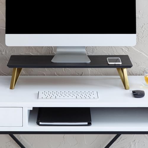 Anji Mountain Monitor Stand for Desk - Desktop Organizer & Laptop Riser, Ergonomic Monitor Riser, Space-Saving, Durable, Easy Assembly & Ideal for Home & Office,Black, 24-Inch, Classic - color: Black