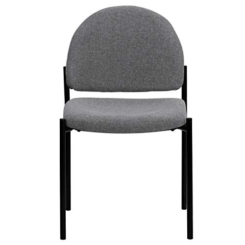 EMMA + OLIVER Gray Fabric Stackable Steel Side Reception Chair - color: Gray Fabric
