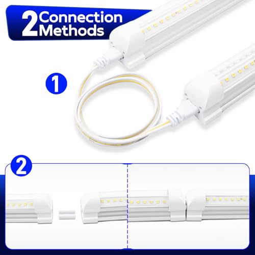 hykolity T8 LED Shop Lights 2FT, 6500K Super Bright White, 30W, 3500LM | V Shape Integrated LED Tube Light, High Output Linkable Shop Lights for Garage Workshop, Built-In On/Off Switch, 4 Pack - size: 2FT