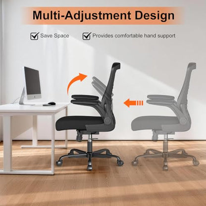 Ergonomic Office Chair, Comfy Mesh Desk Chair with Flip-up Armrests