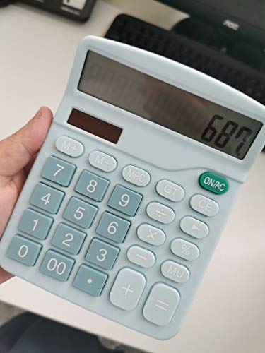 YOUHO Office Desk Calculator, 12-bit Solar Battery Dual Power Standard Function Electronic Calculator with Large LCD Display (1PACK，Blue) - color: 1PACK blue