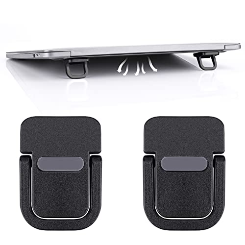 Abeillo 2PCS Portable Keyboard Riser, Self-Adhesive Mini Laptop Stand Invisible Computer Keyboard Stand for Desk, Laptop Feet Compatible with Pro/Air, Lenovo, Surface (Black) - color: Black