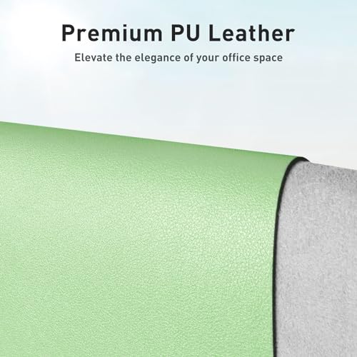 Aothia Leather Desk Pad Protector, Mouse Pad, Office Desk Mat, Non-Slip PU Leather Desk Blotter, Laptop Desk Pad, Waterproof Desk Writing Pad for Office and Home (23.6" x 13.7", Foam Green) - color: Foam Green, size: 23.6" x 13.7"