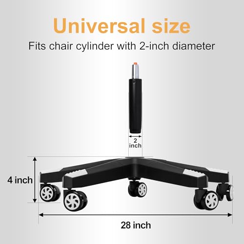 28" Heavy Duty Nylon Gaming Office Chair Base Replacement Part with Wheels | Computer Chair Base Legs with 5 Casters - color: White