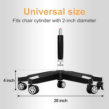 28" Heavy Duty Nylon Gaming Office Chair Base Replacement Part with Wheels | Computer Chair Base Legs with 5 Casters - color: White