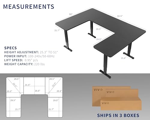 VIVO Black U-Shaped 83 x 60 in Standing Desk, DESK-E4UBB - color: Black