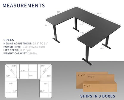 VIVO Black U-Shaped 83 x 60 in Standing Desk, DESK-E4UBB - color: Black