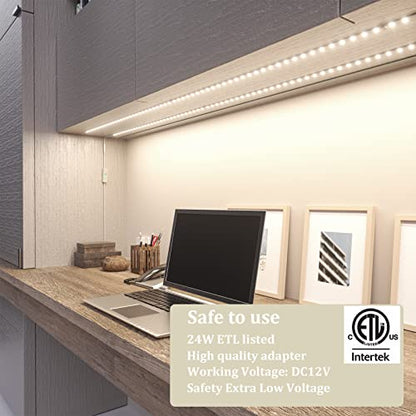 WOBANE 8PCS Under Cabinet LED Lighting with Remote, Natural White LED Strip - color: Natural White