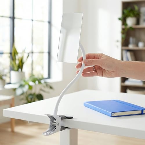 IMIKEYA Clip-On Desk Makeup Mirror for Cubicle, Anti-Peeping Privacy Mirror, Convex Rear View Desk Mirror for Office Computer Monitor, Adjustable Gooseneck Clamp Mirror