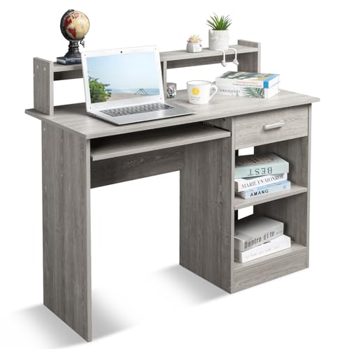 Karl home Computer Desk Study Writing Desk, Grey - color: Grey, size: with Keyboard 1