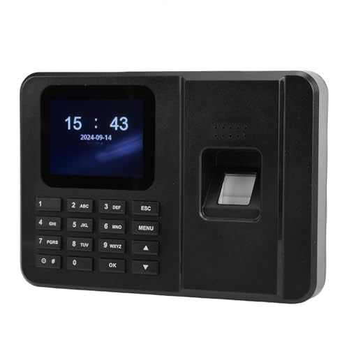Walfront Biometric Employee Time Clock with 2.4 Inch TFT Screen and U Disk Export for Small Business Attendance Management (US Plug)