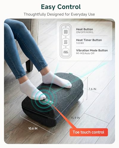 Snailax Ergonomic Foot Rest Under Desk with Heat, Vibration & Swing - color: Dark Grey