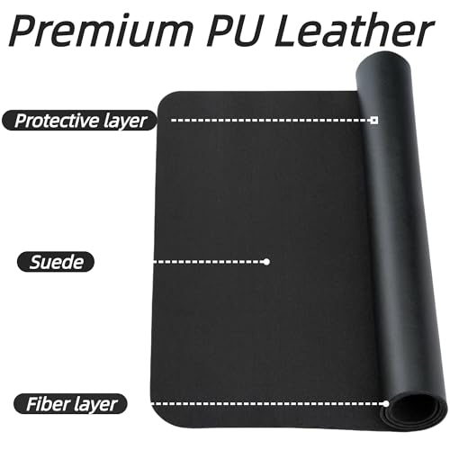 Desk Pad Mat PU Leather Waterproof Non Slip (Black 31.5" x 15.8") | For Office Computers Keyboard Mouse Desktop Protector - size: 31.5" x 15.8"