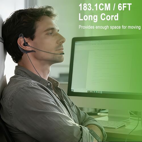 Wired Single-Side USB Earbud with Microphone & Adjustable Ear Hook