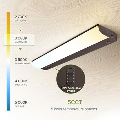 ASD LED Under Cabinet Lighting Hardwired, 18 Inch 10W 2700K-5000K Selectable, 807LM, CRI90+, Direct Wire Linkable Under Counter Lights for Kitchen, Dimmable Under Cabinet Lights, Bronze, UL Certified - color: 18 Inch Bronze, size: 1 Pack