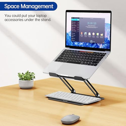 BESIGN LS10 Laptop Stand for Desk, Ergonomic Adjustable Notebook Tablet Stand, Foldable Laptop Riser, Portable Desktop Book Stands, Computer Holder Compatible with 10-14" Laptops, Black - color: A-Classic Black