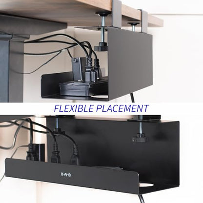 VIVO No Drill Clamp-on 17 inch Power Strip Cable Management Tray, Under Standing Desk Steel Cord Organizer, Black, DESK-CM6L-B - size: 17" (Pack of 1)