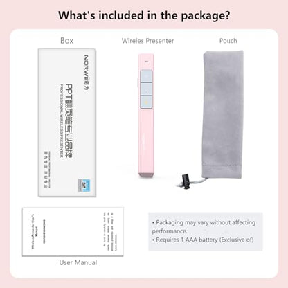 Wireless Presentation Clicker, PowerPoint Clicker with Laser Pointer | Presentation Remote for PowerPoint Presentations, Plug & Play USB Slide Advancer, Compatible with Mac/Windows/Linux/Android - color: Pink