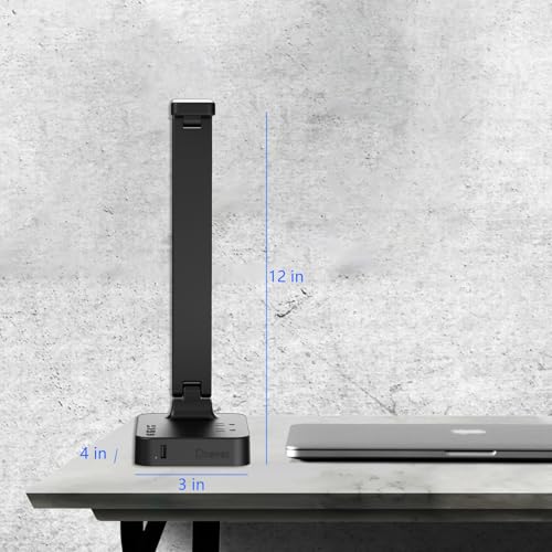 Drevet LED Desk Lamp for College Dorm Room, Desk Light with 1 USB Charging Port 2 AC Power Outlet, 3 Lighting Modes, 3 Level Brightness Touch Lamp, Eye-Caring Home Office Foldable Table Lamp - color: Black Classic 1USB/2AC
