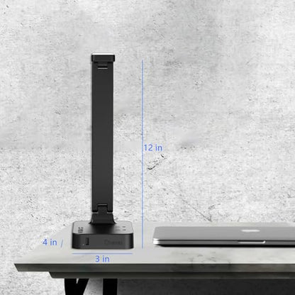 Drevet LED Desk Lamp for College Dorm Room, Desk Light with 1 USB Charging Port 2 AC Power Outlet, 3 Lighting Modes, 3 Level Brightness Touch Lamp, Eye-Caring Home Office Foldable Table Lamp - color: Black Classic 1USB/2AC