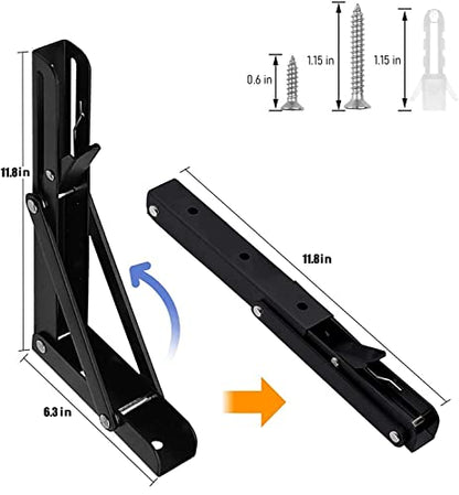 Folding Shelf Brackets - 12 Inch 4 Pcs Heavy Duty Collapsible Shelf Bracket - size: 12 Inch- 4 Packs