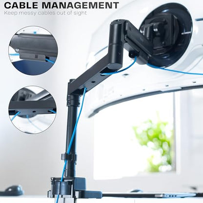 VIVO Heavy Duty Ultrawide Monitor Arm with Pole, 57 inch Screens up to 59.4 lbs, Desk Mount TV and Monitor Stand Designed for Samsung Odyssey Ark, Neo G9, ViewFinity S9, and More, Black, STAND-GT57T