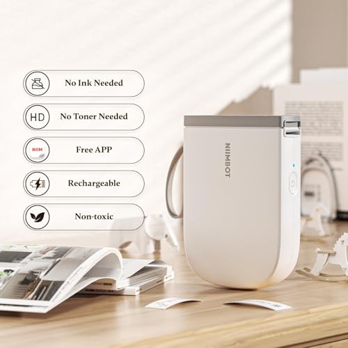 NIIMBOT D11 Upgraded Version 300 DPI Label Maker with Tape, White - color: White, style: Label Machine with 1 Label Tape