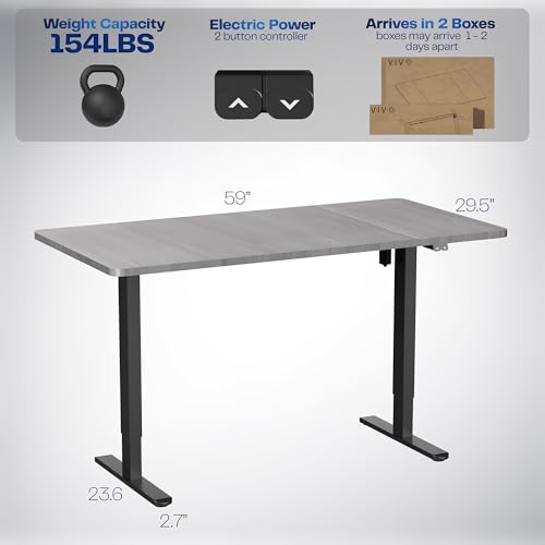 VIVO Dark Gray 60 x 30 in Standing Desk, DESK-KIT-0B6G - color: Dark Gray Top / Black Frame, size: 60 x 30 inch