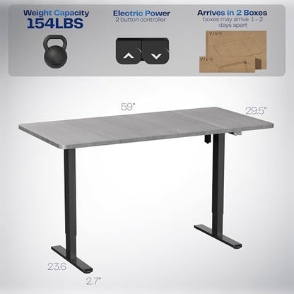 VIVO Dark Gray 60 x 30 in Standing Desk, DESK-KIT-0B6G - color: Dark Gray Top / Black Frame, size: 60 x 30 inch