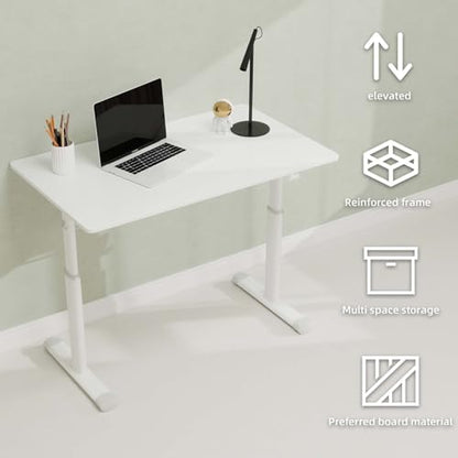 39" Small Computer Lift Desk for Home Office, Sit Standing Up Study Writing Table with Height Adjustable, Manual Crank Sit Stand Up Desk for Kids & Adults, Heavy Duty 330lbs (White 39") - color: White 39"