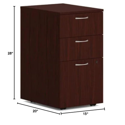 HON MOD Mobile File Cabinet, 3 Storage Drawers Filing Cabinet, Mahogany - color: Mahogany, style: 2 Box Drawers / 1 File Drawer