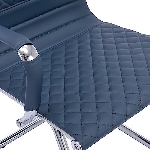 BESTANO Office Guest Chairs Reception Chairs Waiting Room Chairs Set of 2 Conference Room Chair with Mid Back, Modern PU Leather Desk Chairs, Navy - color: Navy