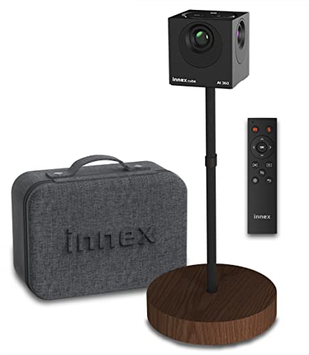 Innex Cube 4K 360 Degree Video Conference Camera with Multiple AI Modes, Dual Omnidirectional Mics, Remote, Plug and Play Conference Room Webcam for Zoom, Microsoft Teams, Open Space, Meeting Room - style: View Angle 360-degree