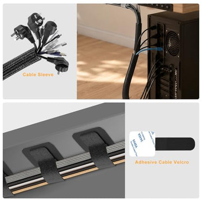 353 PCS Cable Management Kit - 1 Cable Management Box, 4 Cable Sleeve Split, 130 Adhesive Cable Clip, 17 Cable Holder, 1 Roll Cable Organizer Strap, 150 Cable Tie with 50 Mount, for Computer Desk TV