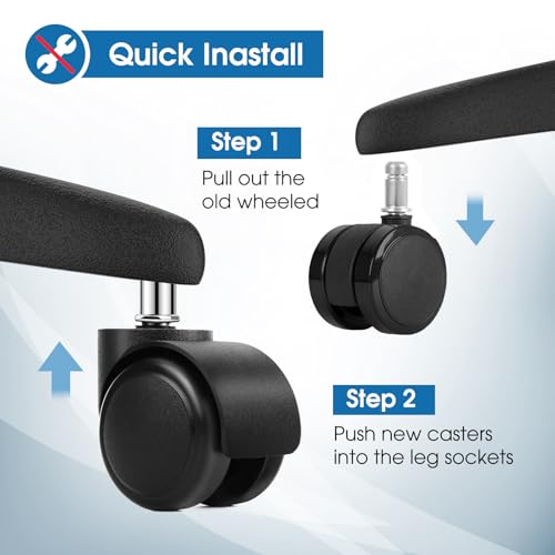 MaxGear 2" Office Chair Replacement Caster Wheels, 11mm Stem, Set of 5 - style: Black