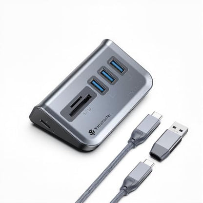 Yottamaster USB Hub with SD Card Reader, Triangle Desktop USB3.0 Hub with 3 USB A 3.0 Ports, TF & SD Card Reader with 1.64ft Cable for PC, Laptop (Not Support Charging) - style: with SD Card Reader