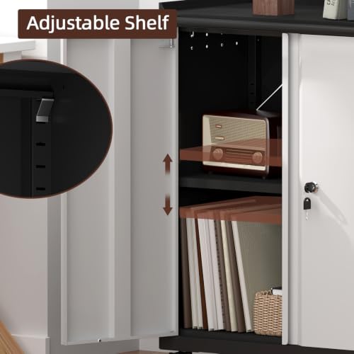 Metal Tool Chest, Rolling Garage Cabinet with Adjustable Shelves, Metal Locking Cabinet with 2 Keys, Steel Tool Chest on Wheels for Basement, Warehouse, Utility Room, Grey - color: 32"h - Grey/Black