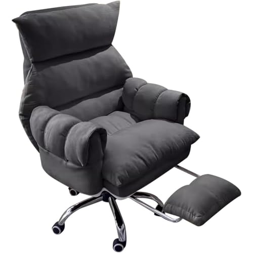 Executive Office Chair with Wheels, Swivel Computer Recliner, Padded Seat & Arms, Adjustable Height, Ergonomic Desk Chair for Home Office, Study & Conference,Dark Grey-Without - color: Dark Grey, size: Without