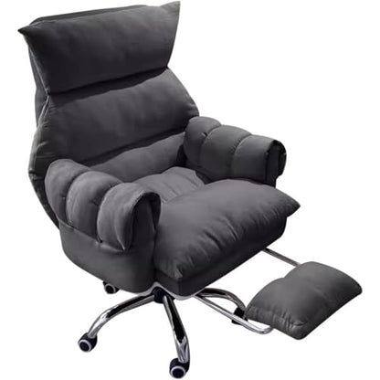 Executive Office Chair with Wheels, Swivel Computer Recliner, Padded Seat & Arms, Adjustable Height, Ergonomic Desk Chair for Home Office, Study & Conference,Dark Grey-Without - color: Dark Grey, size: Without